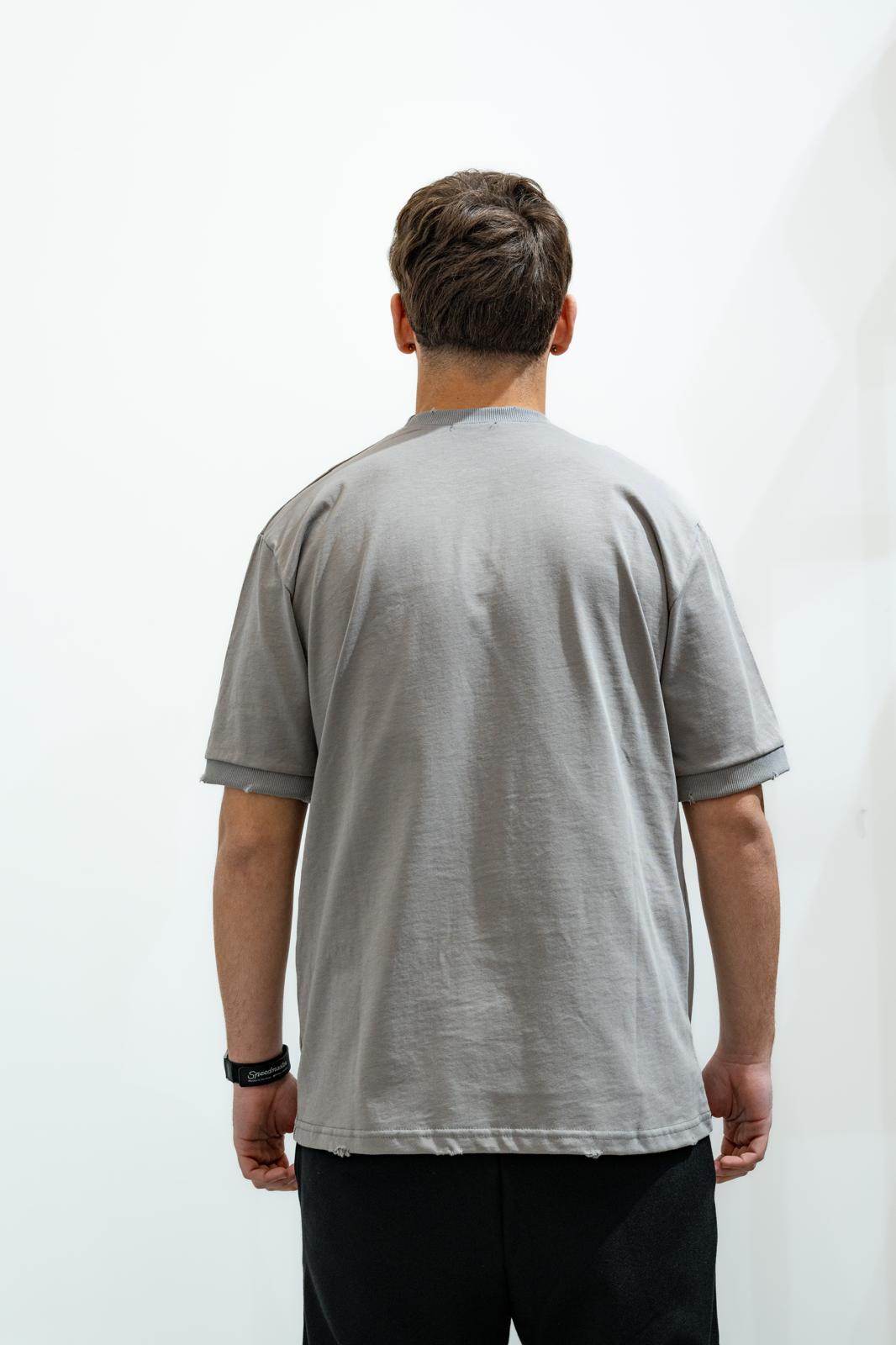 T-shirt grigio tortora a maniche corte in cotone