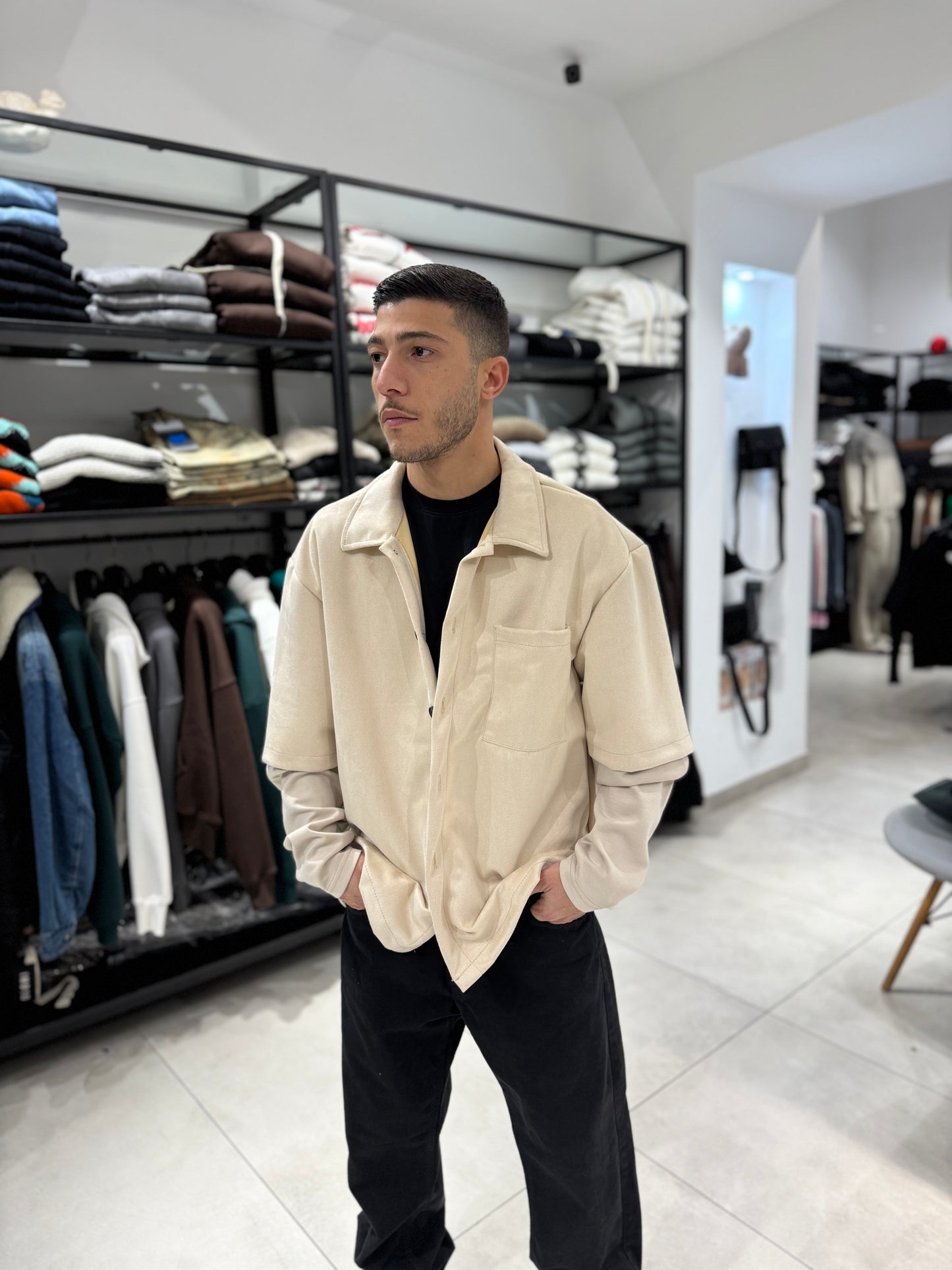 Camicia Camoscio Doppia Manica