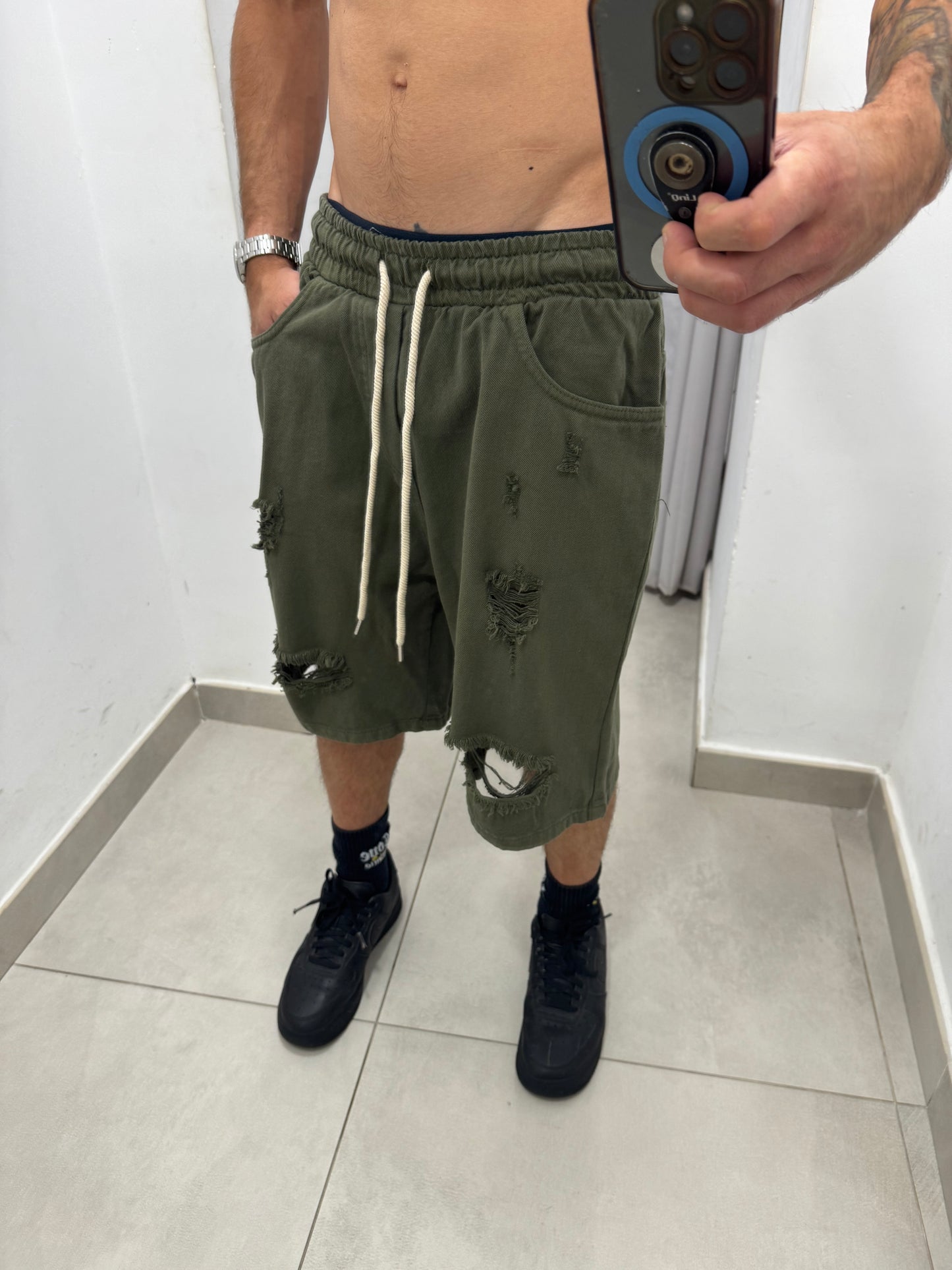 Bermuda in jeans con coulisse