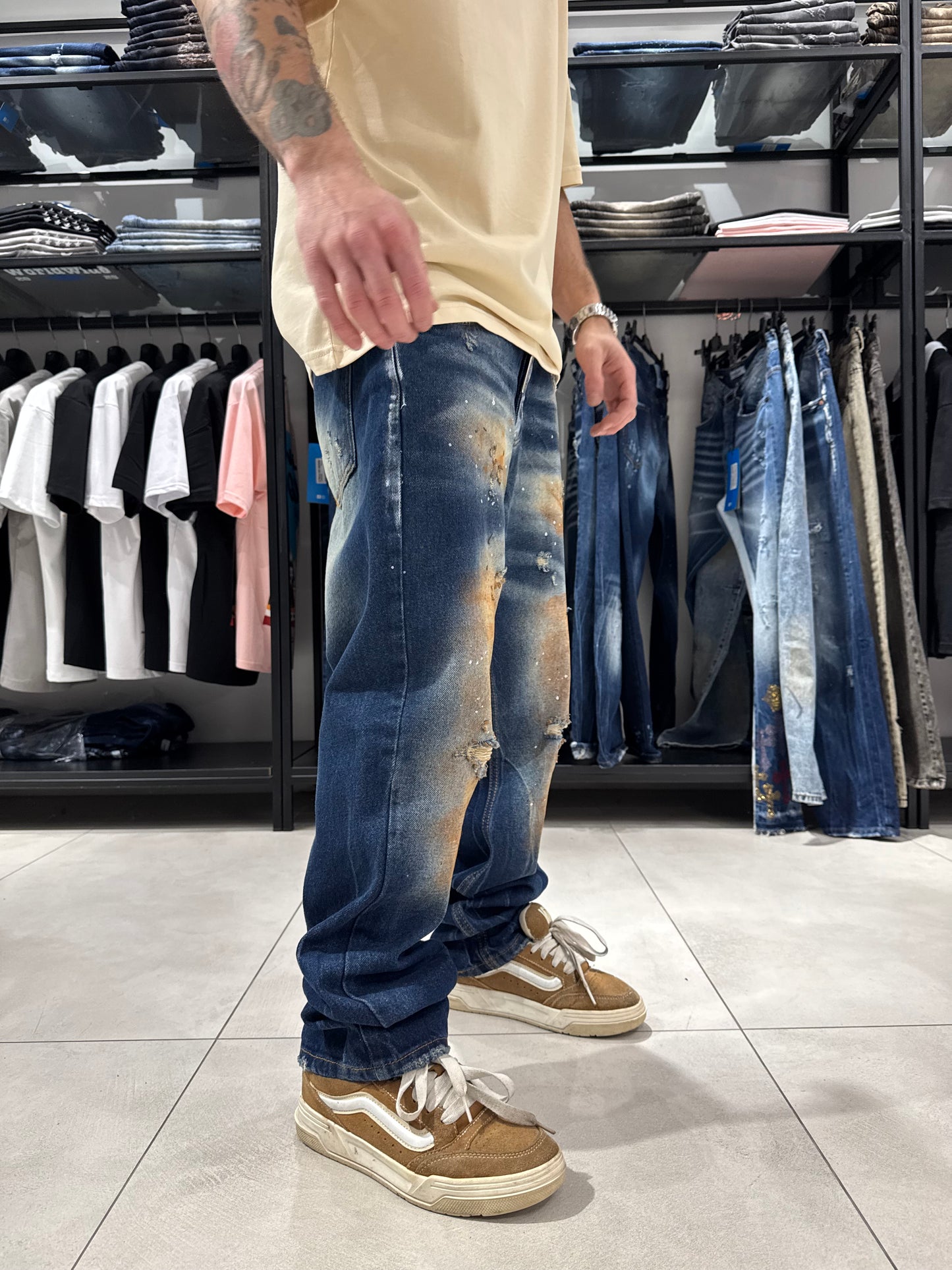 Jeans Degrade Thè blu