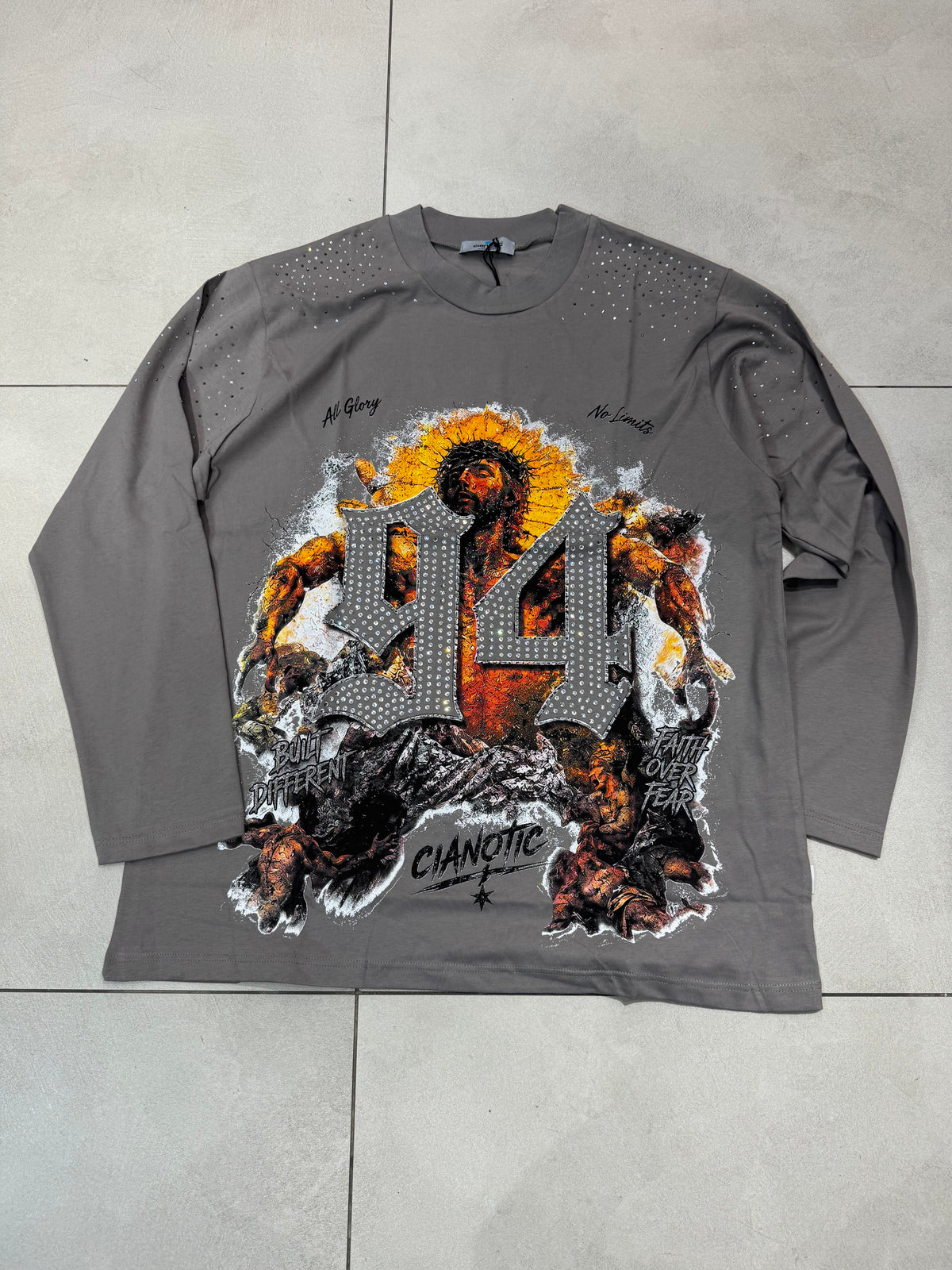Taglie Forti t-Shirt Long sleeve Jesus Diamond