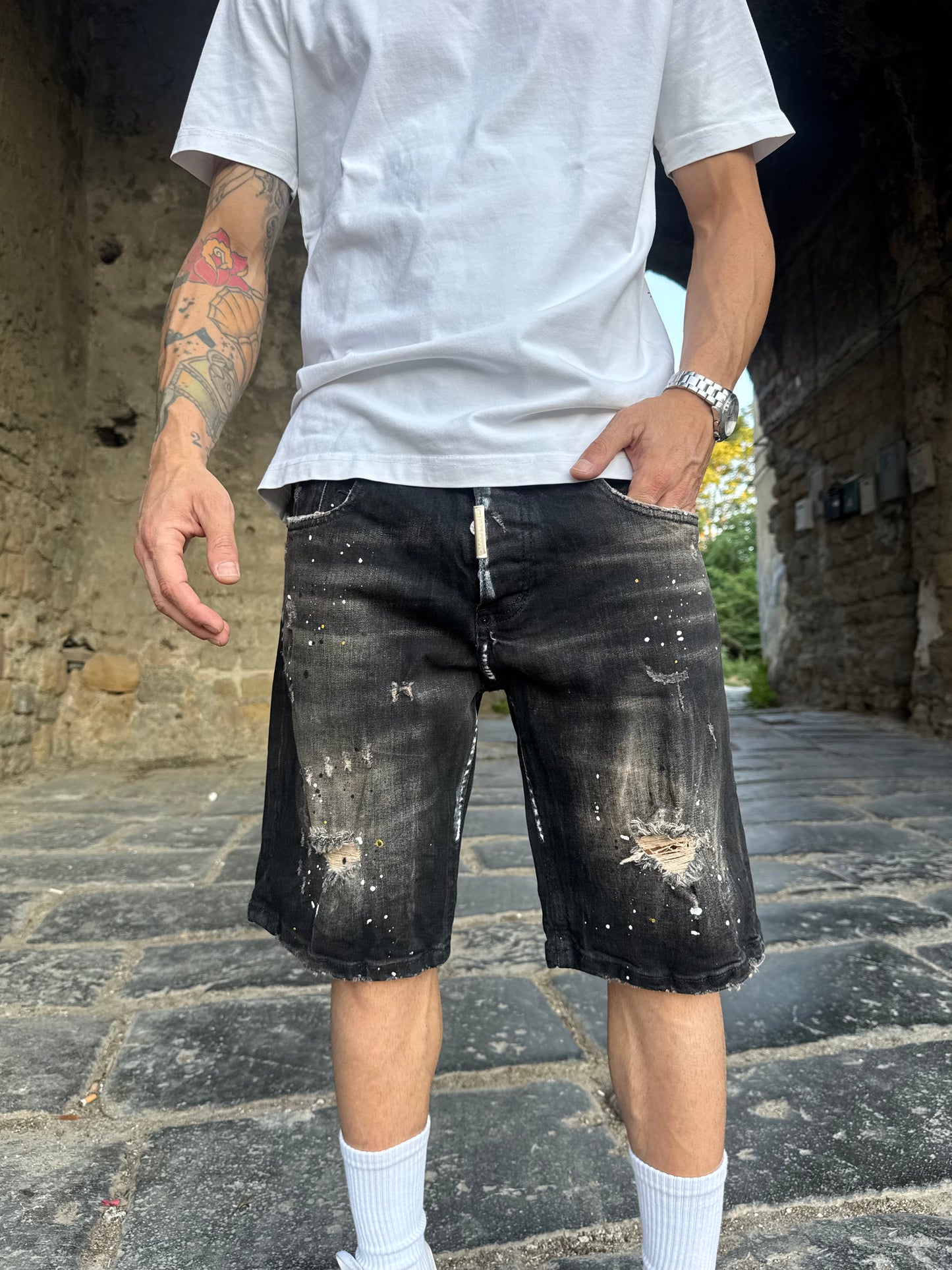 Shorts Scuro Schizzi
