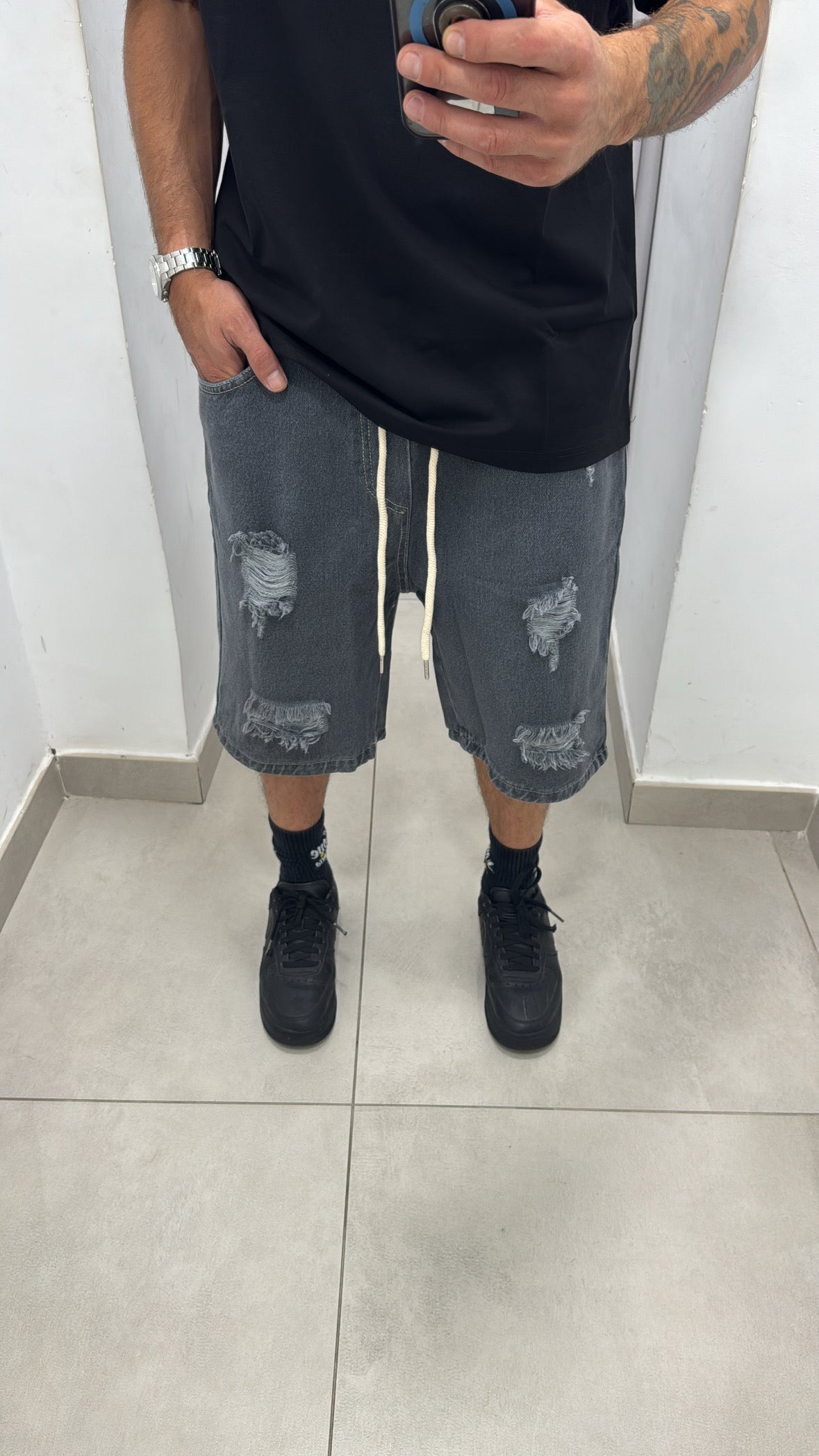 Bermuda in jeans con coulisse