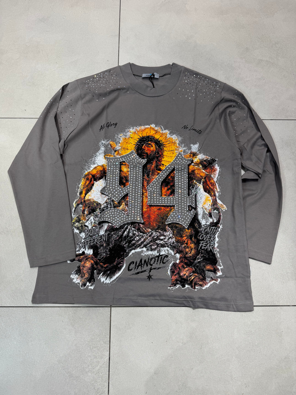 Taglie Forti t-Shirt Long sleeve Jesus Diamond