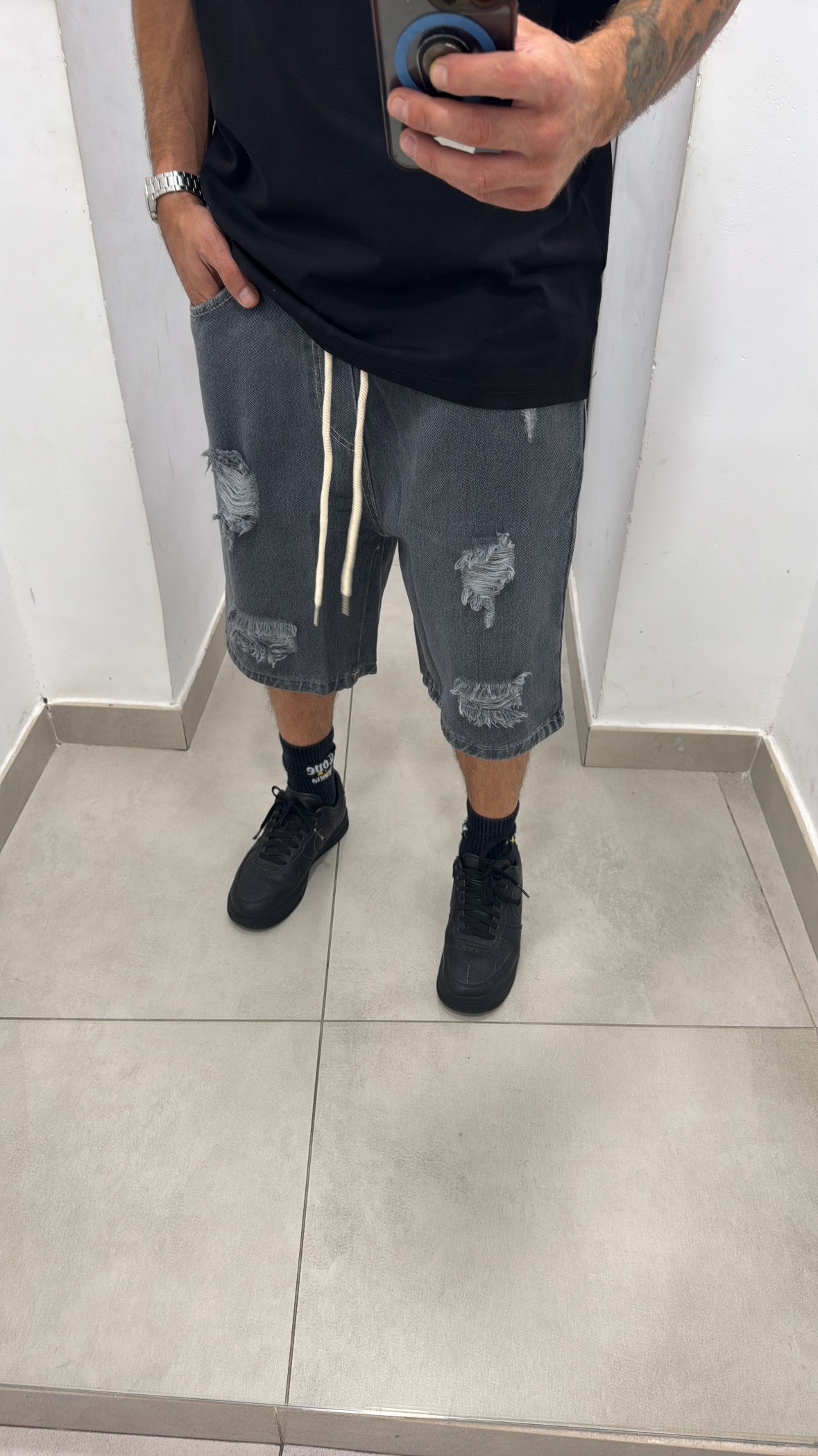 Bermuda in jeans con coulisse