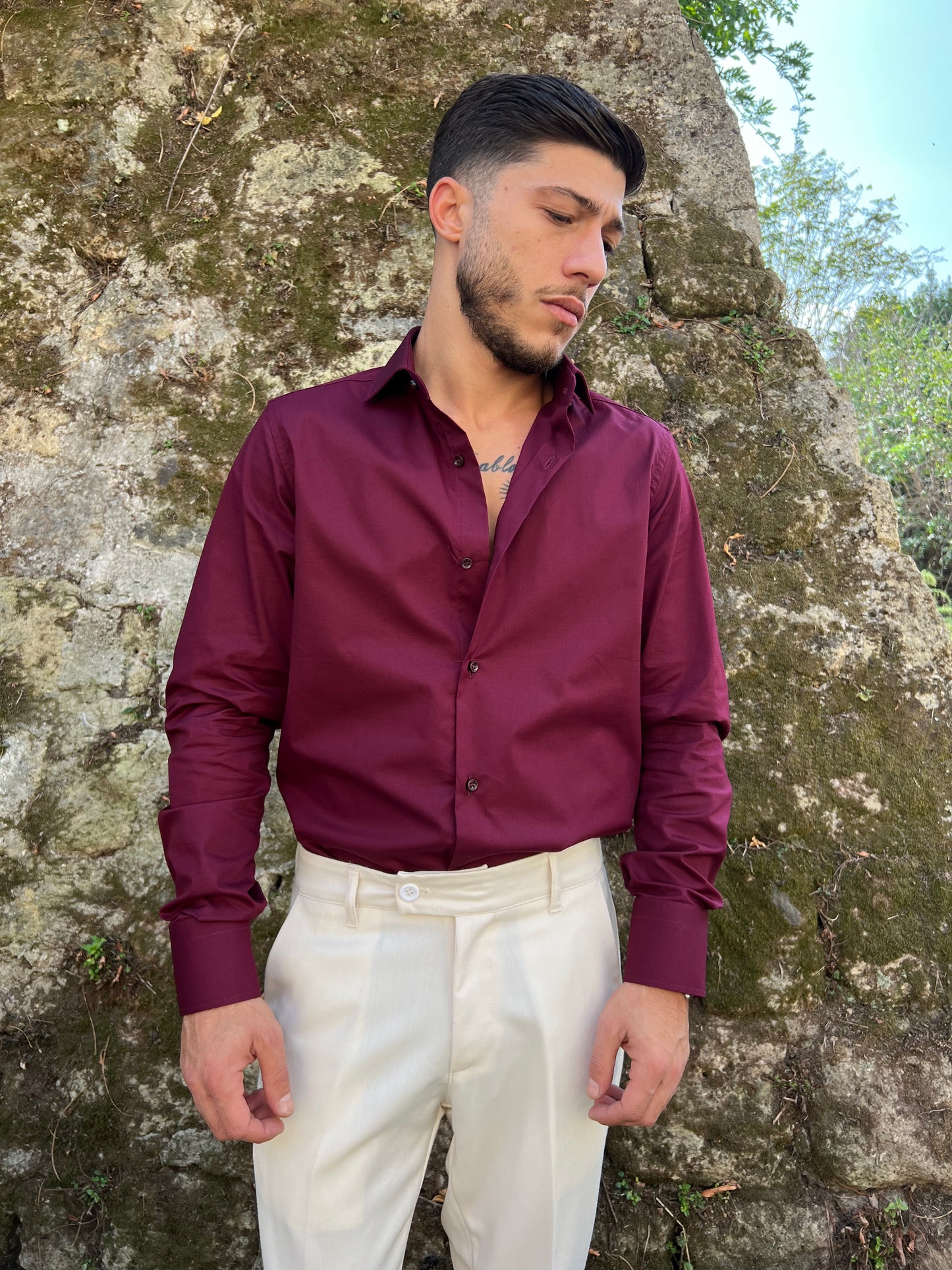 Camicia bordeaux sartoriale