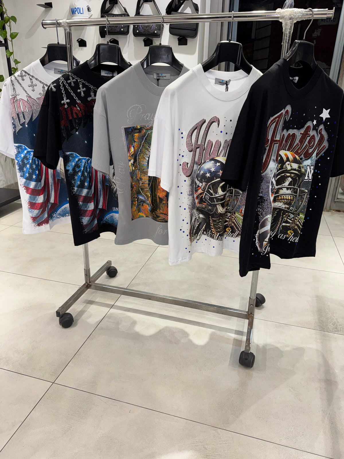 T-Shirt  Strass  Maniche Corte