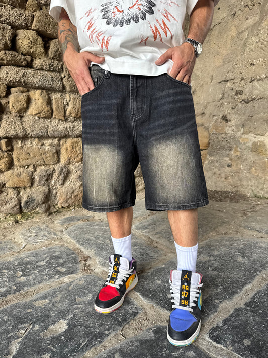 Shorts Jeans Nero Sfumato