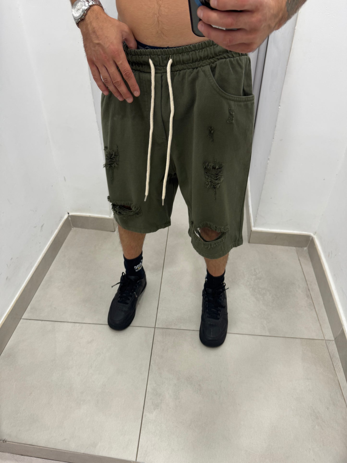 Bermuda in jeans con coulisse