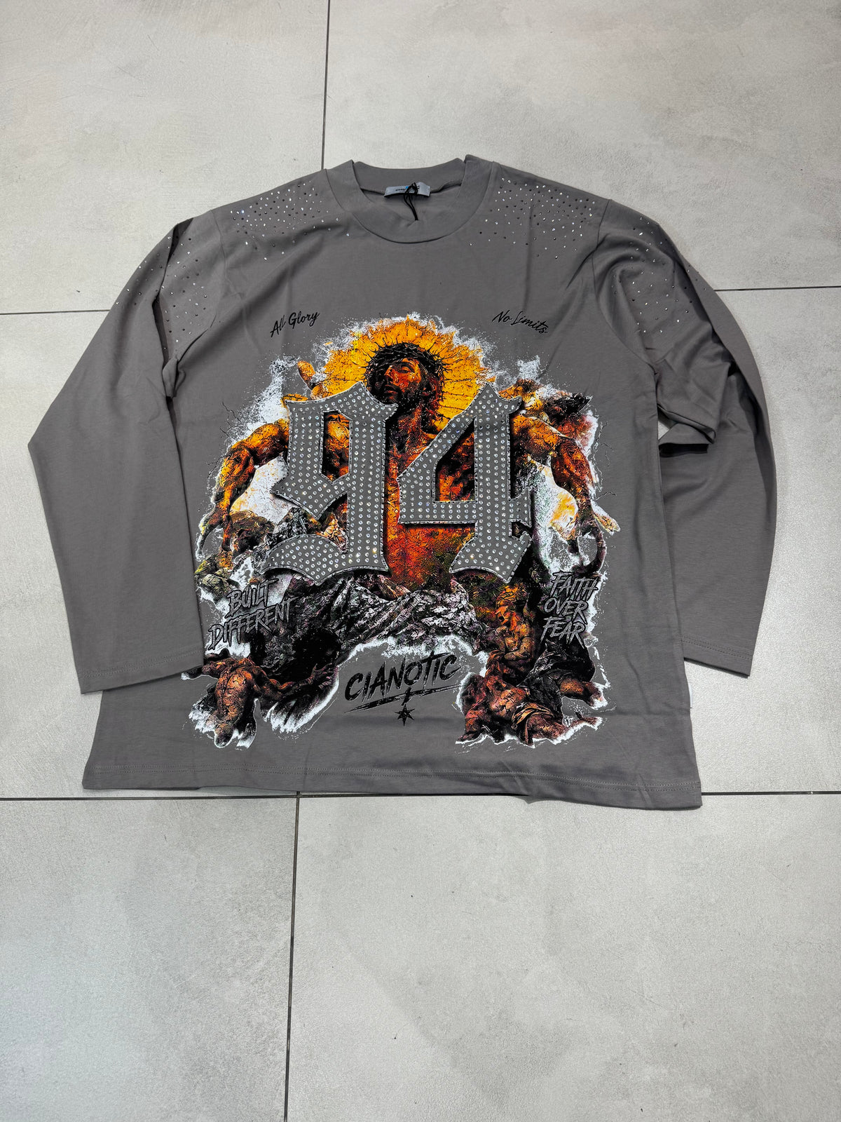 Taglie Forti t-Shirt Long sleeve Jesus Diamond