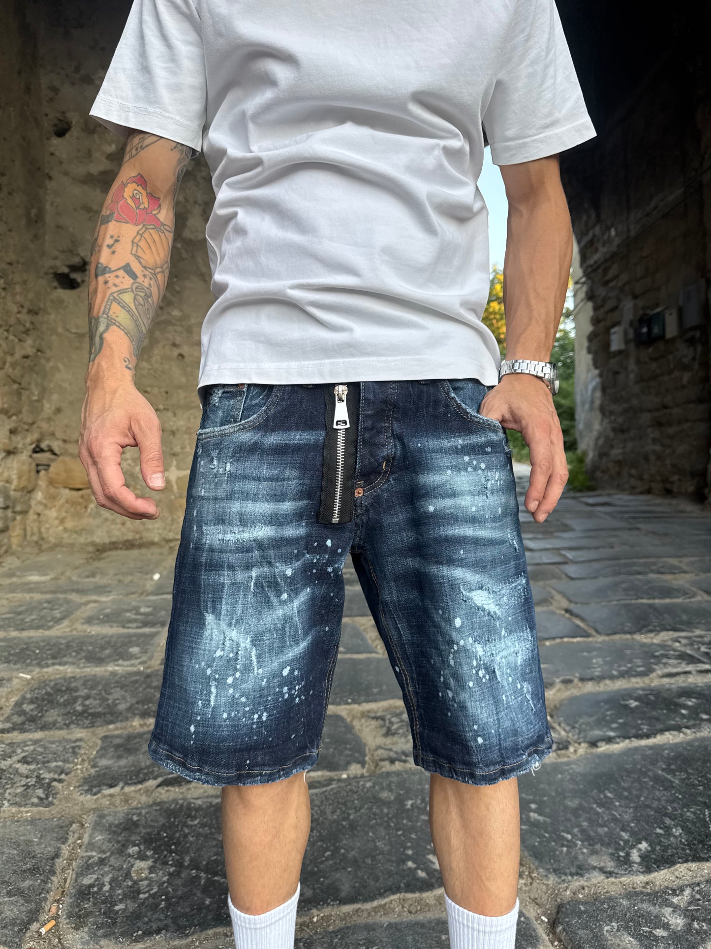 Shorts Blu Zip