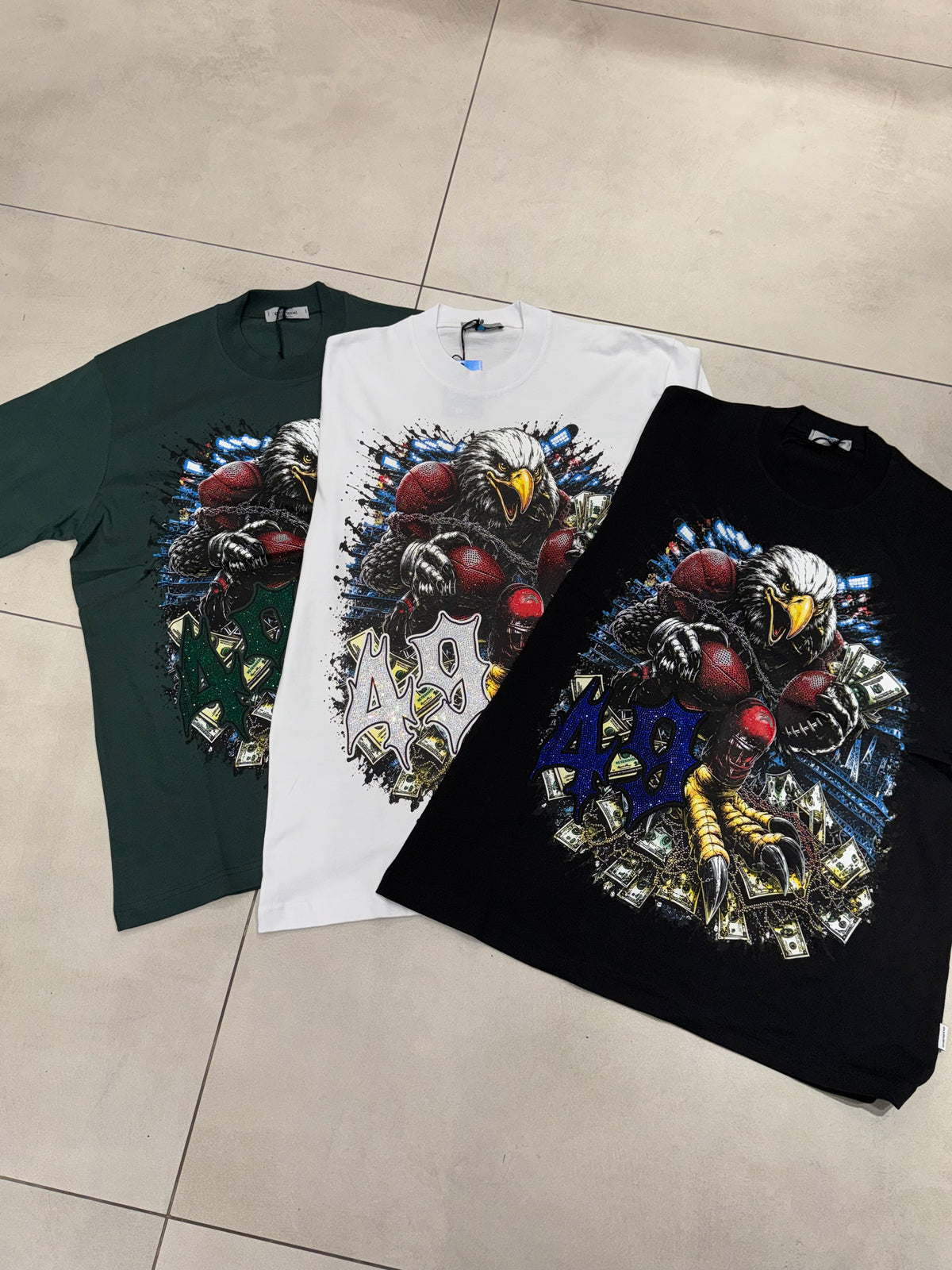 T-Shirt Taglie Forti Acquila Strass