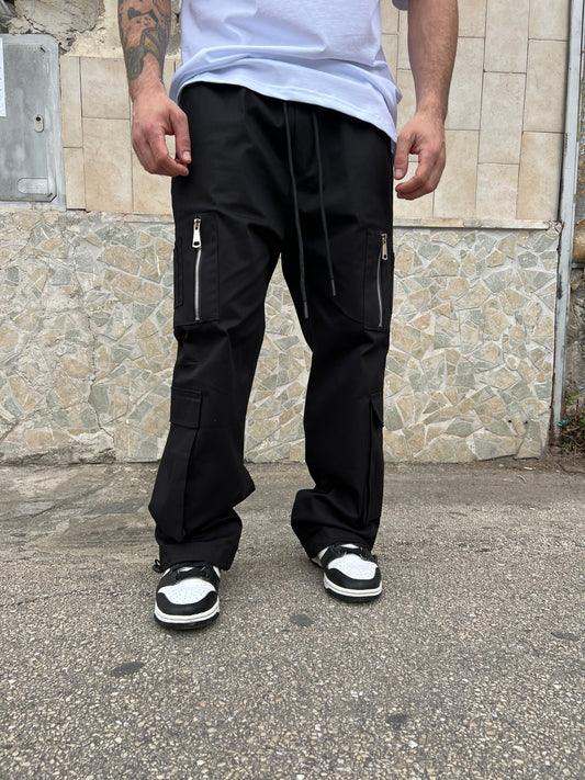 Pantaloni cargo con zip e coulisse