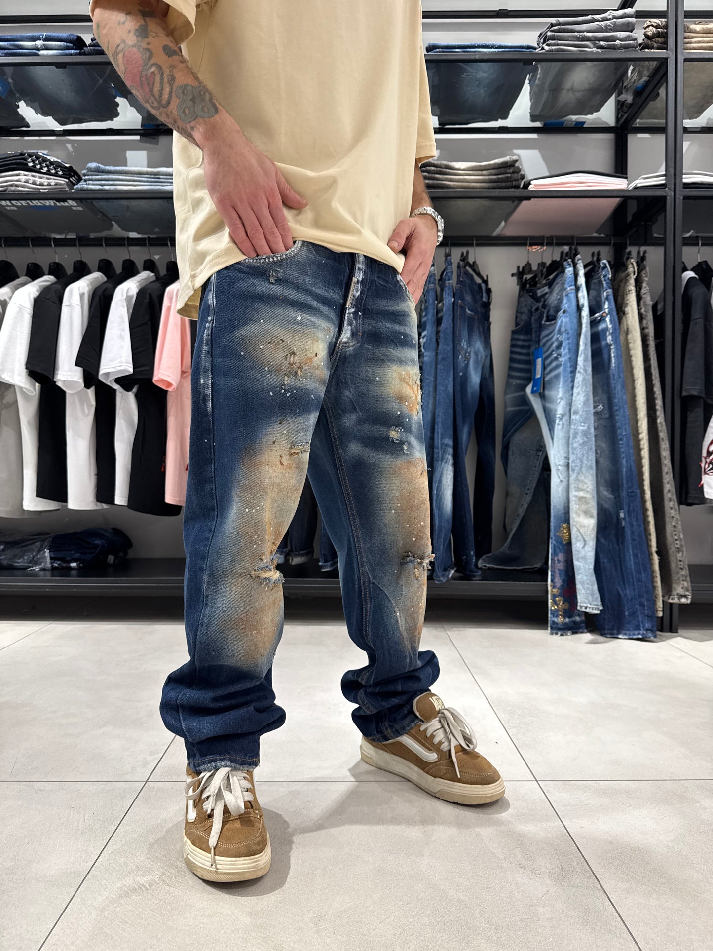 Jeans Degrade Thè blu