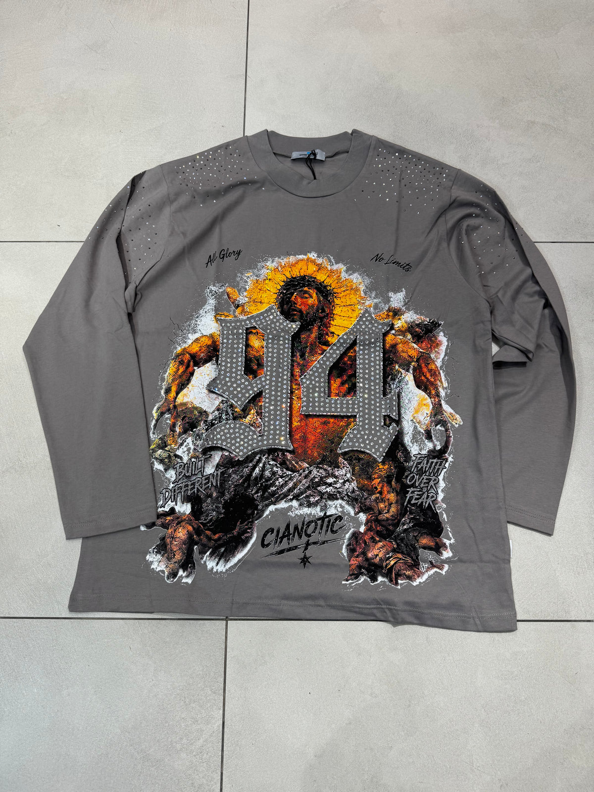 Taglie Forti t-Shirt Long sleeve Jesus Diamond