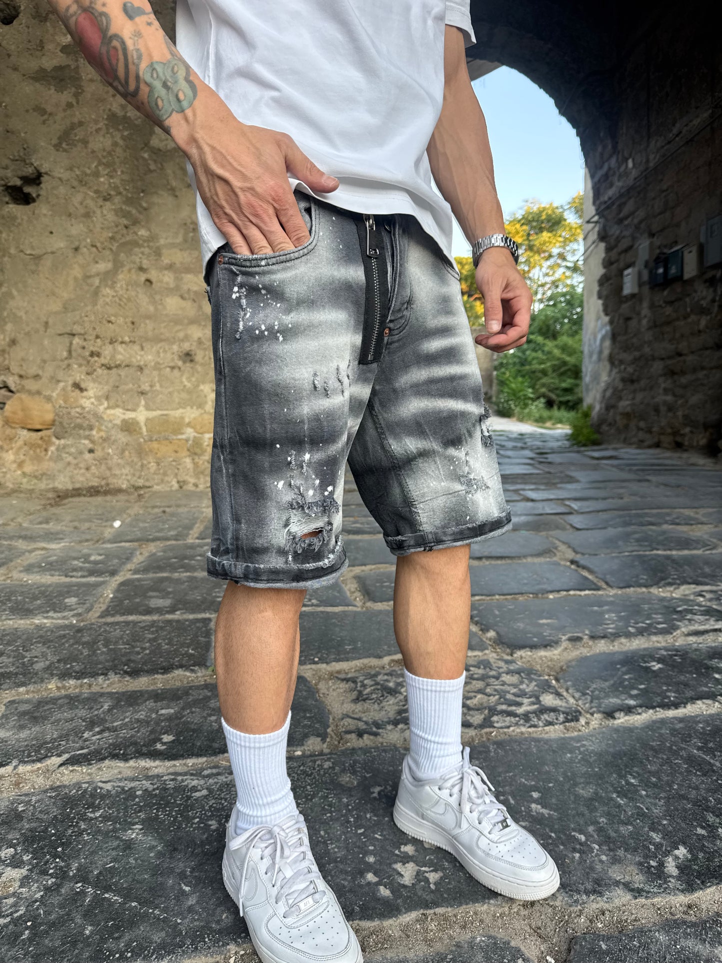 Shorts Grigio Zip