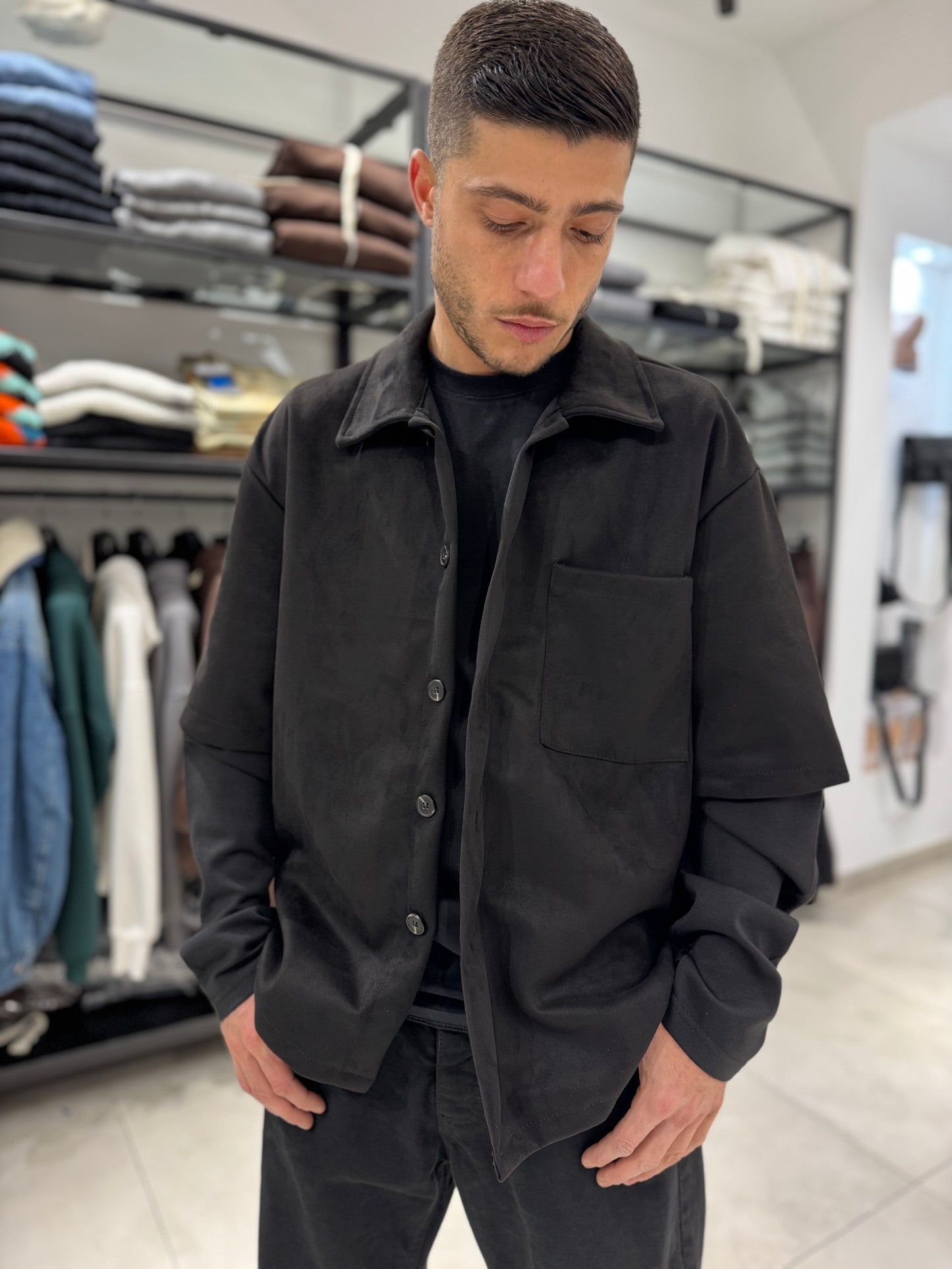 Camicia Camoscio Doppia Manica