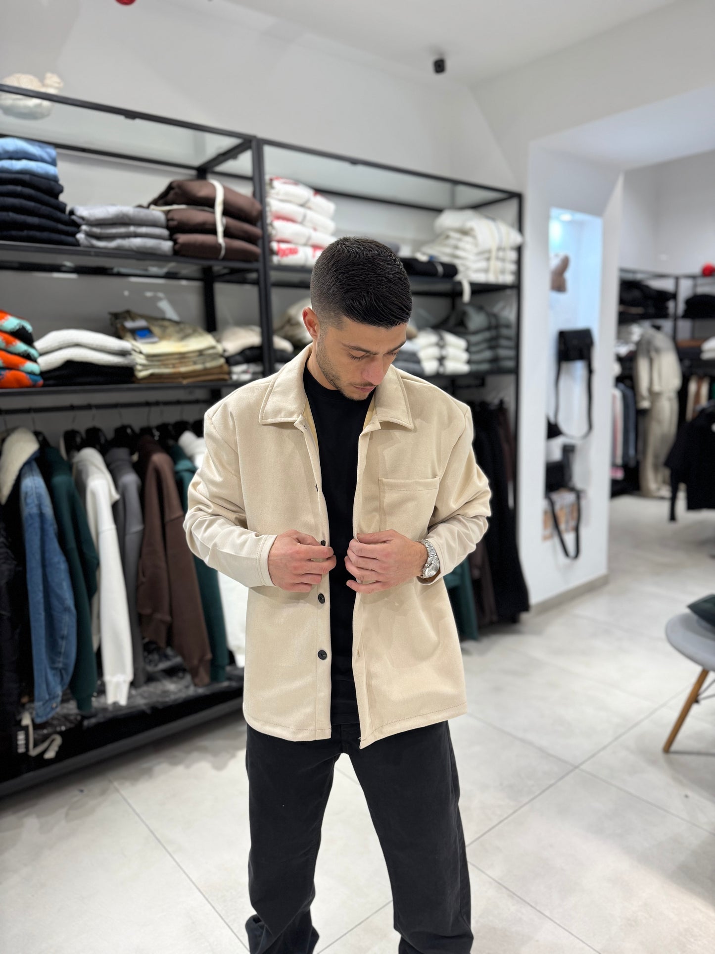 Camicia Camoscio Doppia Manica