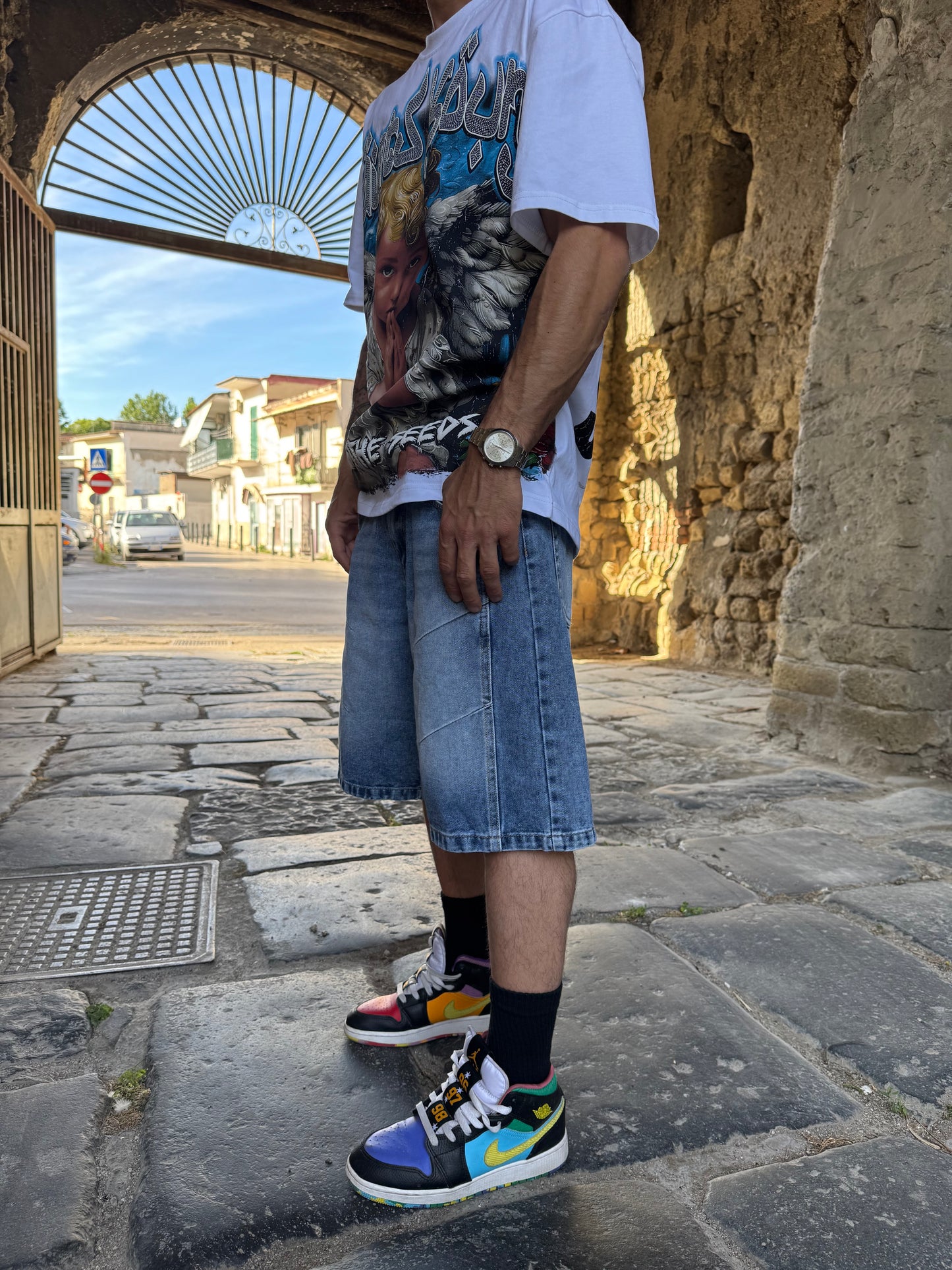 Bermuda di jeans lavaggio chiaro