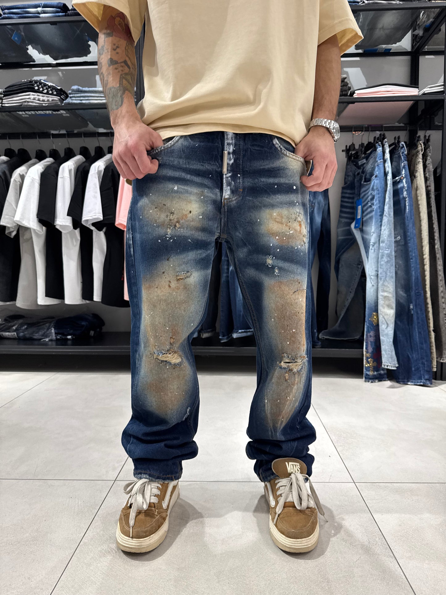 Jeans Degrade Thè blu