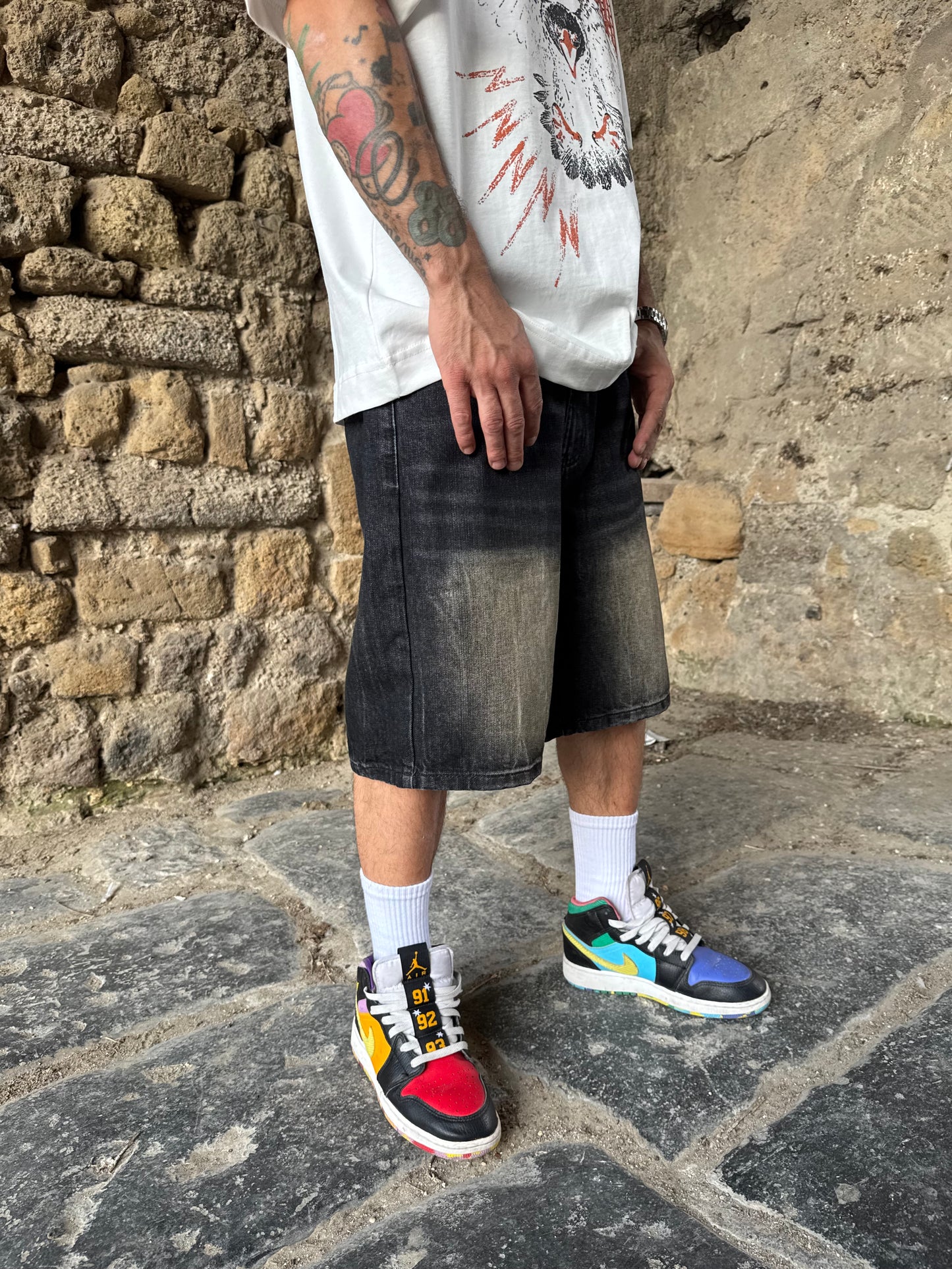 Shorts Jeans Nero Sfumato