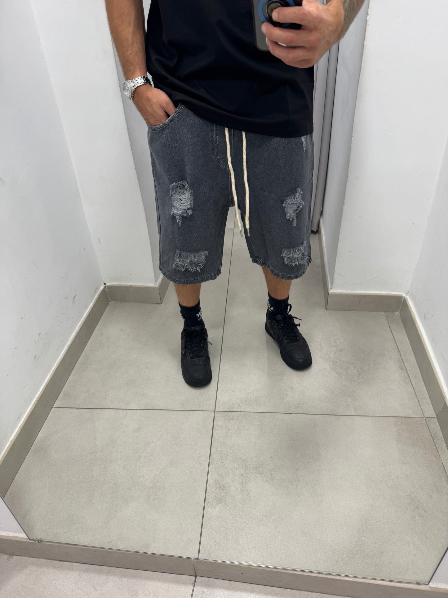 Bermuda in jeans con coulisse