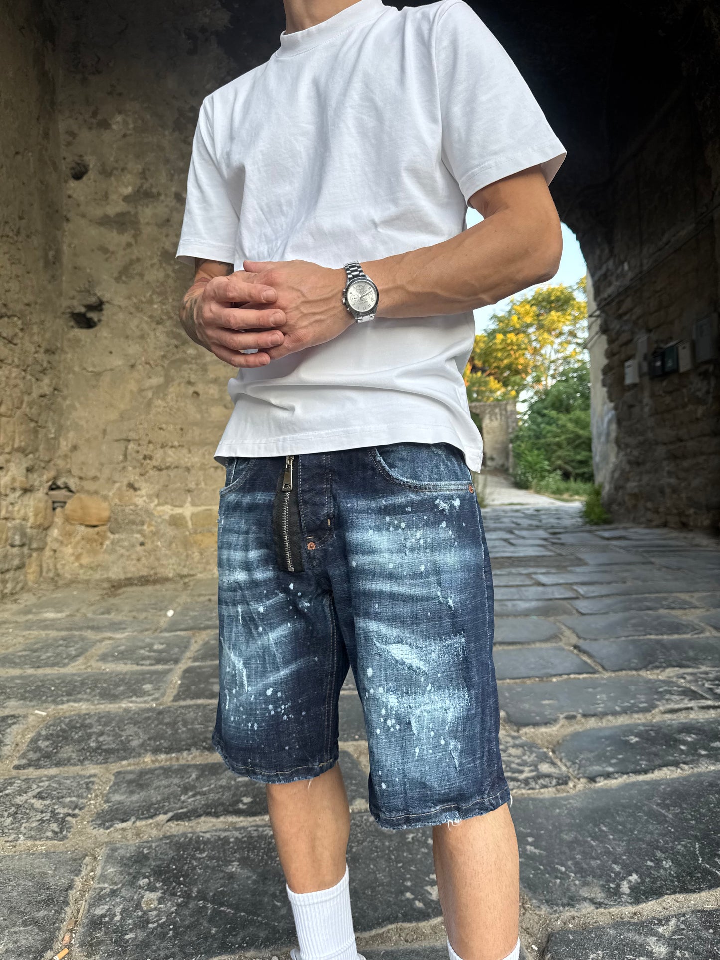 Shorts Blu Zip