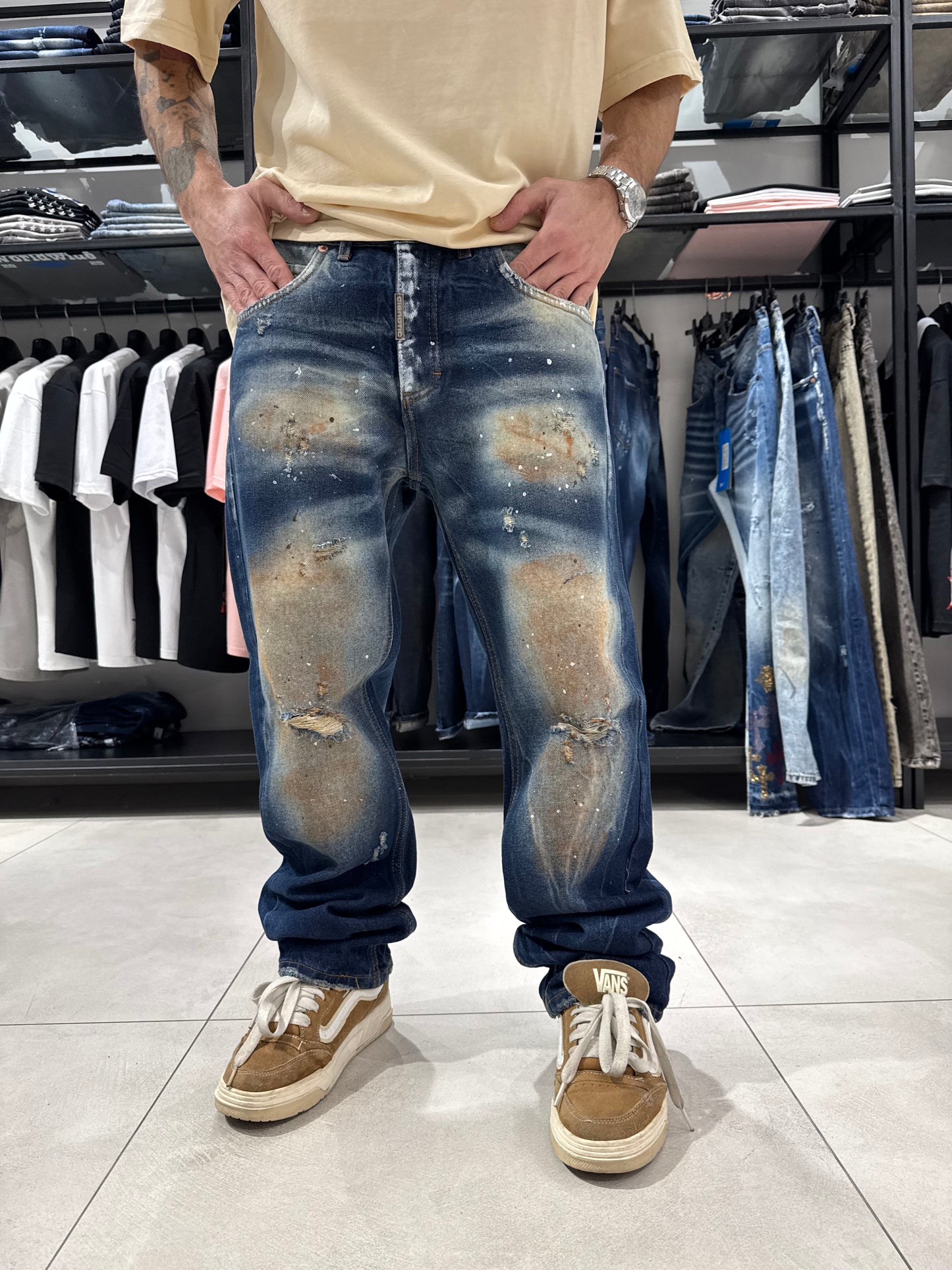 Jeans Degrade Thè blu