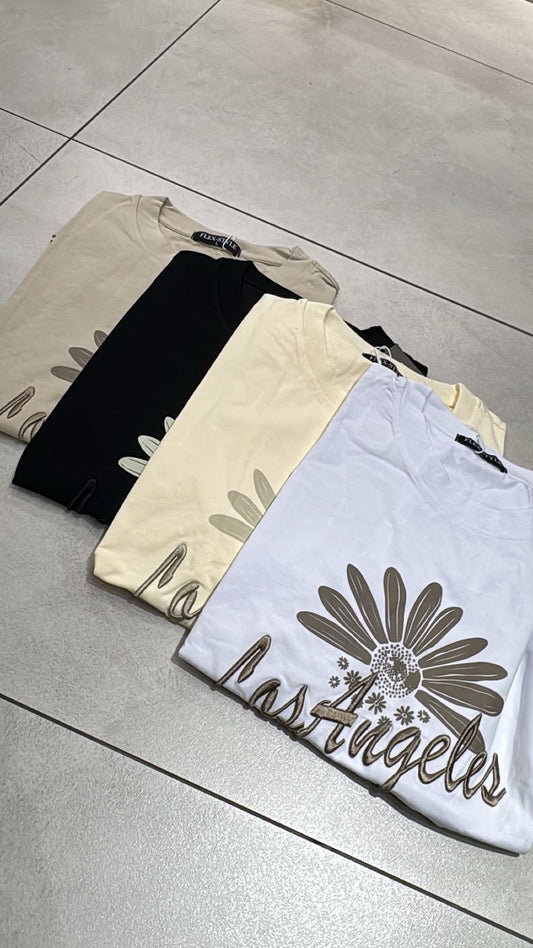 T-shirt a maniche corte con ricamo Los Angeles